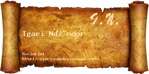 Igari Nándor névjegykártya